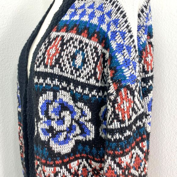 Ecote Knit Cardigan Sweater XS Fair Isle Rose Open Front Boho Peasant Academia - Picture 6 of 11